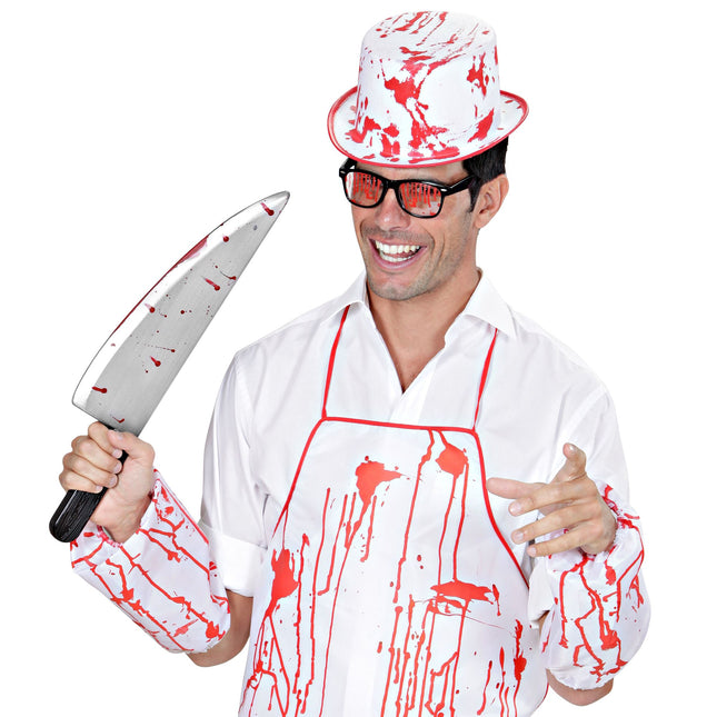 Coltello finto sangue di Halloween 48 cm