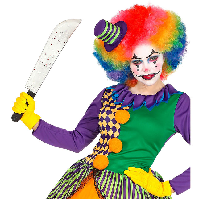 Coltello finto di Halloween con sangue 54 cm