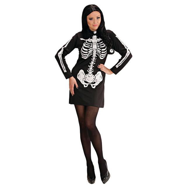 Abito Halloween Scheletro Nero Bianco Donna
