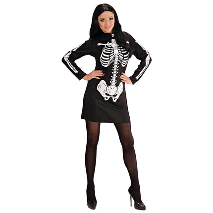 Abito Halloween Scheletro Nero Bianco Donna
