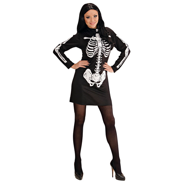Abito Halloween Scheletro Nero Bianco Donna
