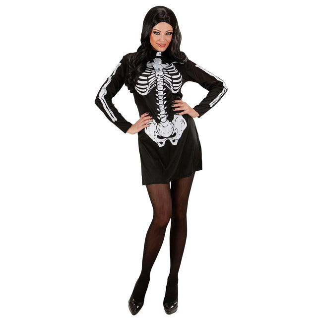 Abito Halloween Scheletro Nero Bianco Donna
