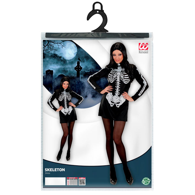 Abito Halloween Scheletro Nero Bianco Donna