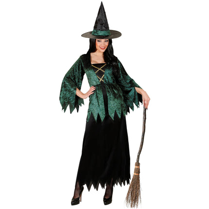 Vestito di Halloween da donna verde da strega