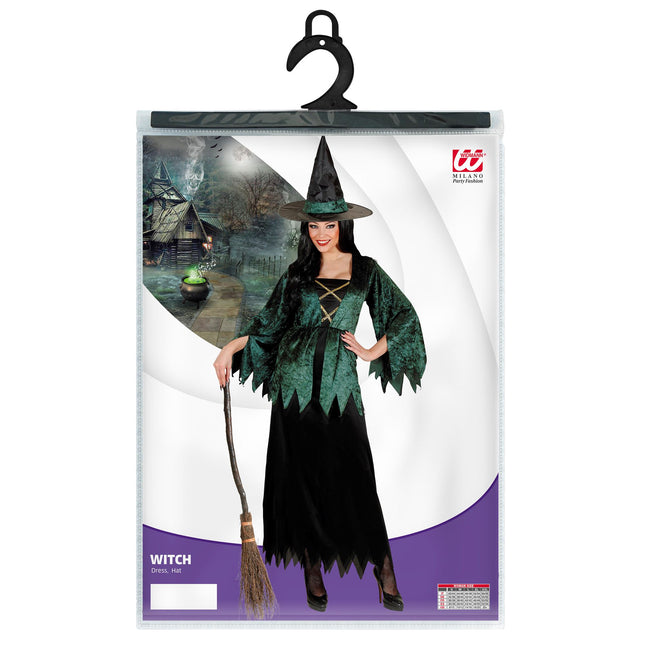 Vestito di Halloween da donna verde da strega