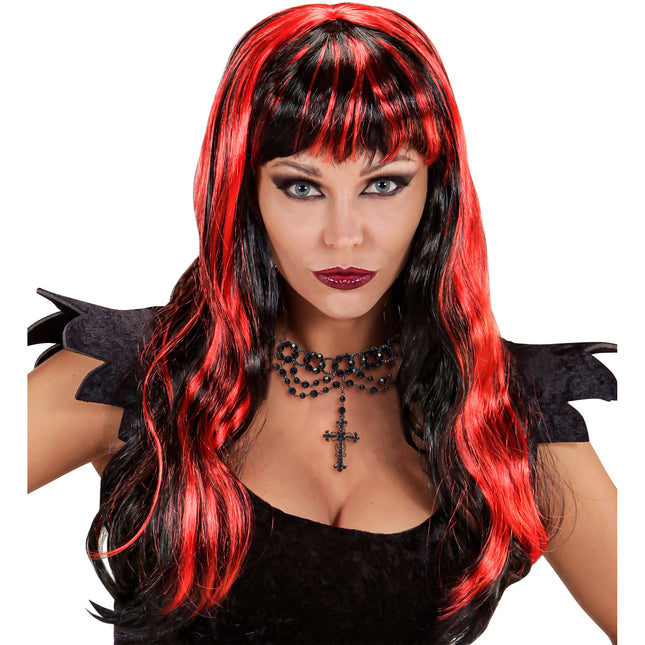 Parrucca di Halloween rossa nera