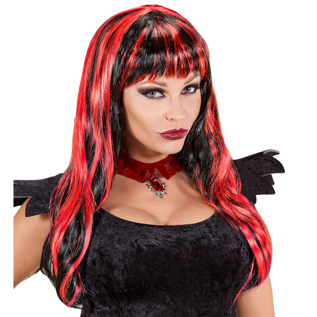Parrucca di Halloween rossa nera
