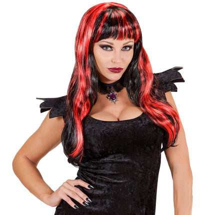 Parrucca di Halloween rossa nera