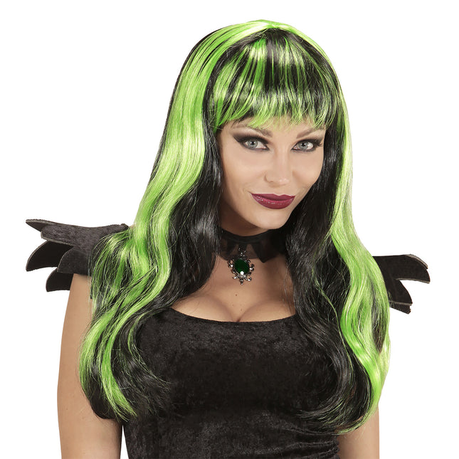 Parrucca di Halloween nero verde