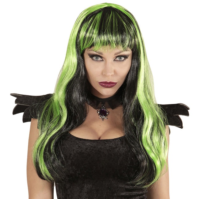 Parrucca di Halloween nero verde