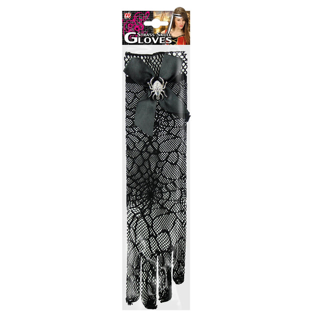 Guanti di Halloween Ragnatela e Teschio