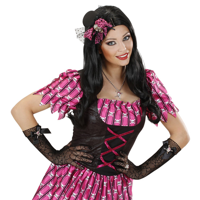 Guanti di Halloween Ragnatela e Teschio