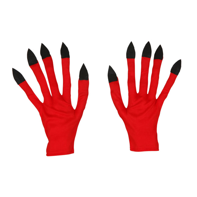 Guanti di Halloween Rosso Nero Diavolo