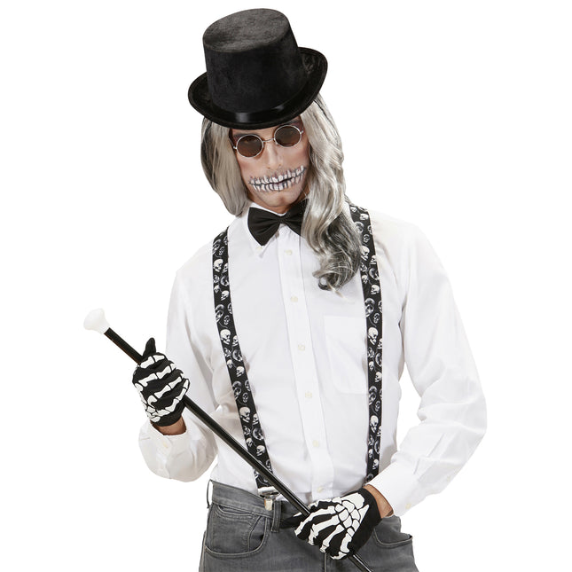 Bretelle di Halloween Teschi bianchi e neri