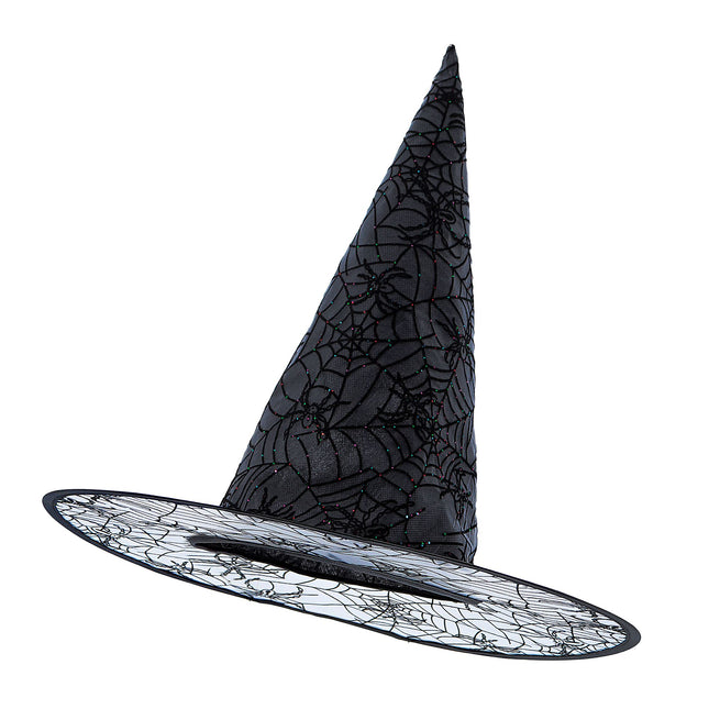 Cappello da strega di Halloween nero glitterato