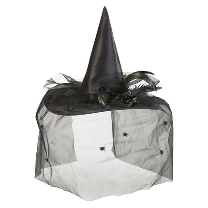 Cappello da strega di Halloween Velo nero
