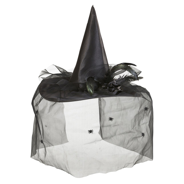 Cappello da strega di Halloween Velo nero