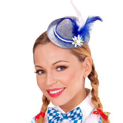 Cappello Oktoberfest Tiroler Mini con piume blu