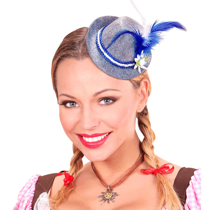 Cappello Oktoberfest Tiroler Mini con piume blu