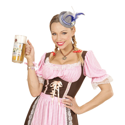 Cappello Oktoberfest Tiroler Mini con piume blu
