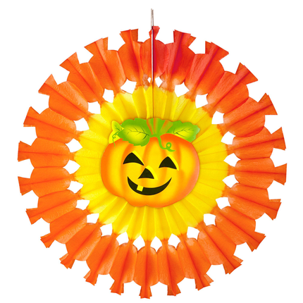 Ventagli di carta di Halloween Zucca arancione 48 cm