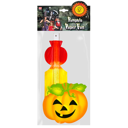 Ventagli di carta di Halloween Zucca arancione 48 cm