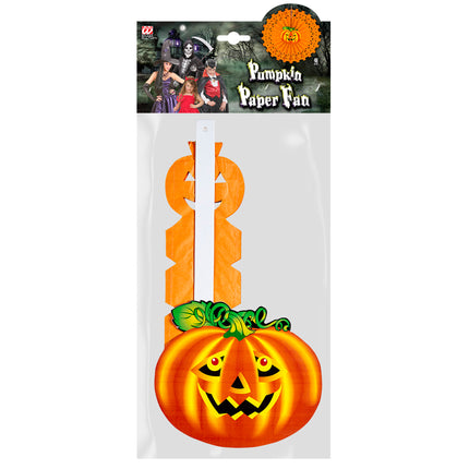 Ventaglio di Halloween Zucca arancione 50 cm