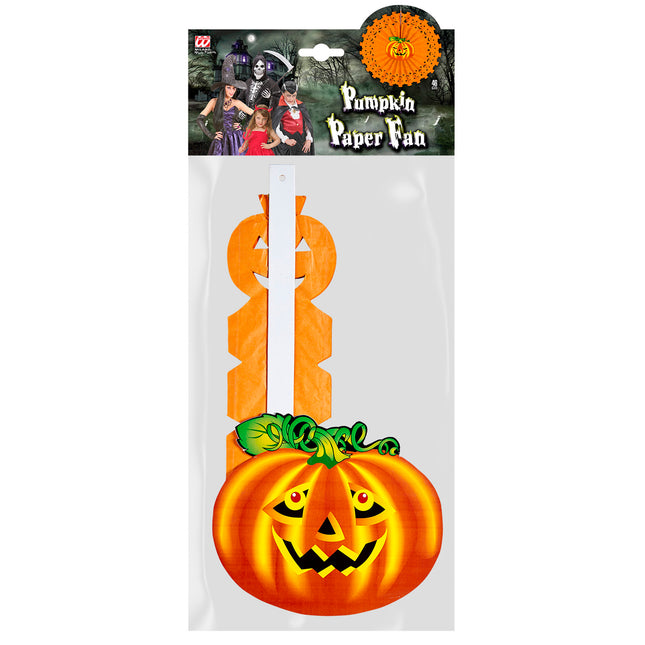 Ventaglio di Halloween Zucca arancione 50 cm