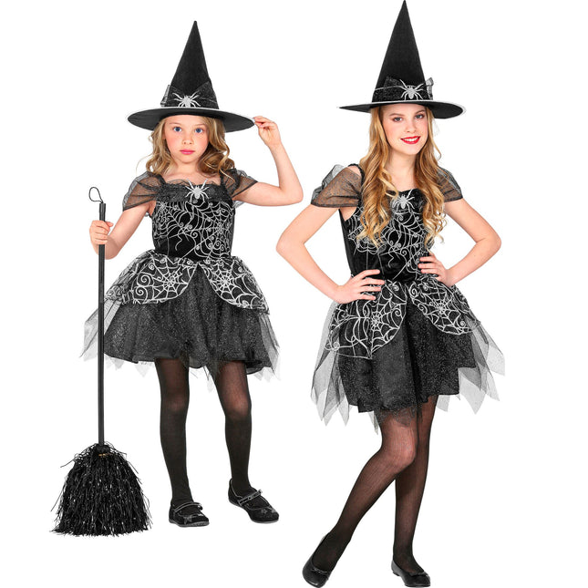 Costume da strega Nero Argento Ragazza Ragno