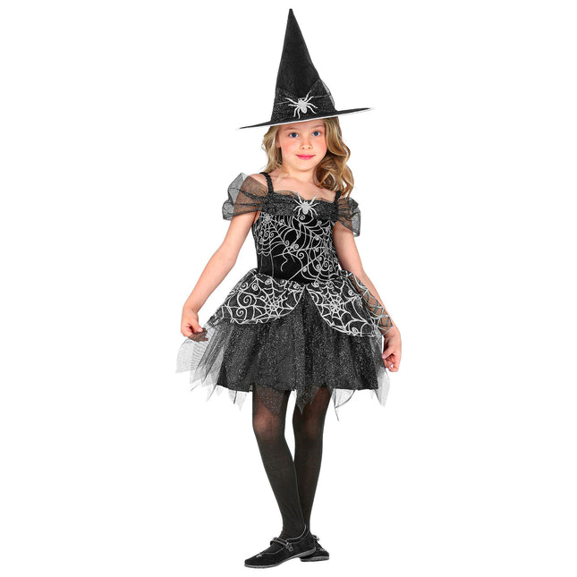 Costume da strega Nero Argento Ragazza Ragno