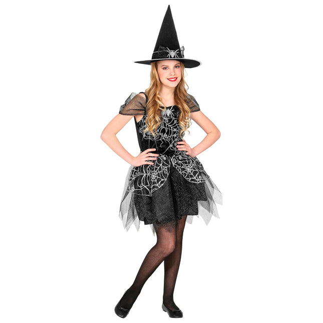 Costume da strega Nero Argento Ragazza Ragno