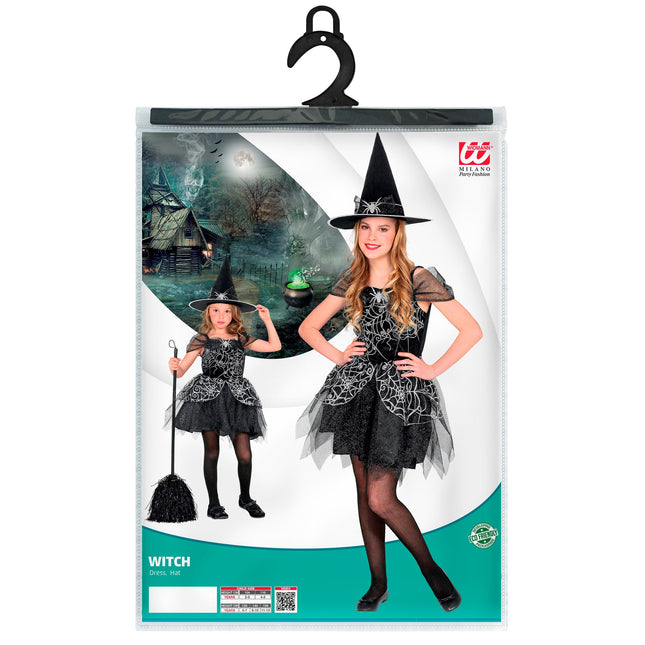 Costume da strega Nero Argento Ragazza Ragno