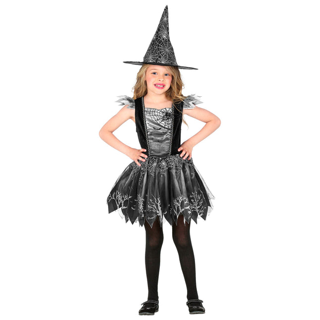 Costume da strega nero argento ragazza