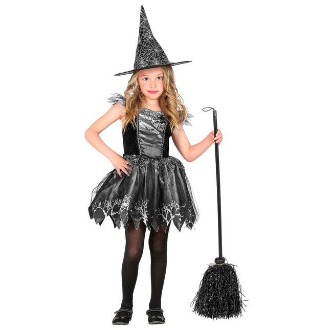 Costume da strega nero argento ragazza