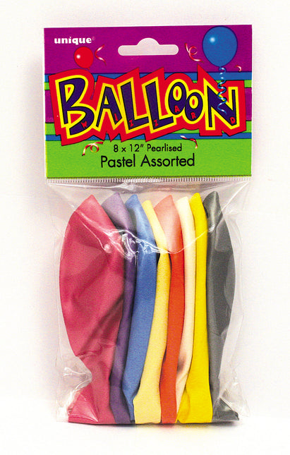 12" Palloncini perlati Premium, 8ct - Pastello assortito