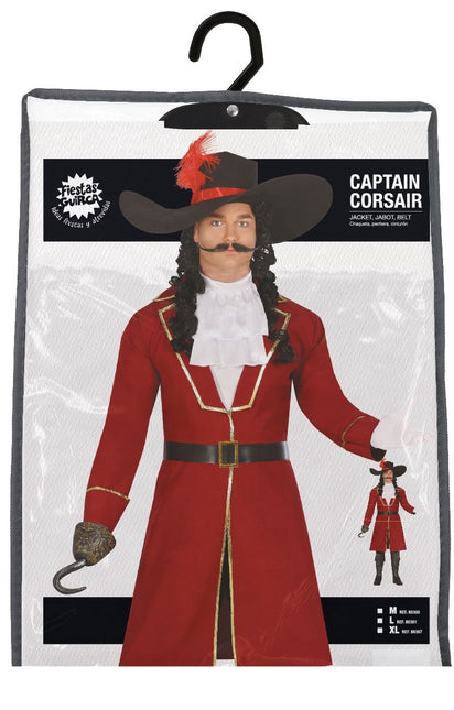 Costume da pirata Bordeaux Rosso Uomo Lungo