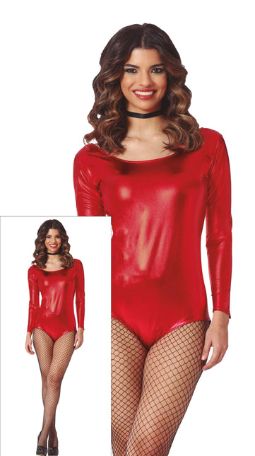 Body Rosso Donna Metallizzato