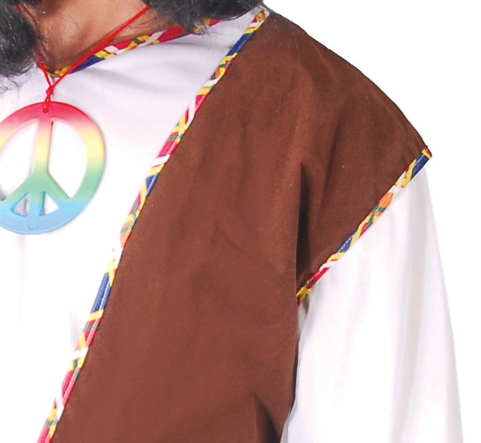 Costume Hippie 60S Uomo Marrone Bianco