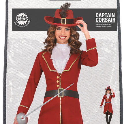 Costume da pirata rosso bordeaux da donna