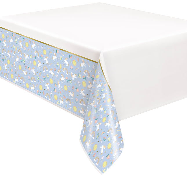 Copri tavola rettangolare in plastica Dainty Unicorn 54" x 84"