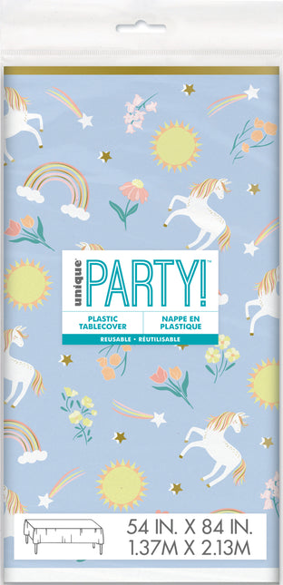 Copri tavola rettangolare in plastica Dainty Unicorn 54" x 84"