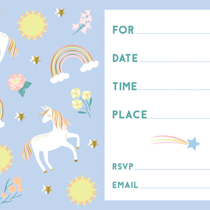 Inviti Unicorno Blu/Oro 8 pezzi
