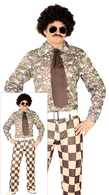 Costume Disco 70S Uomo Marrone