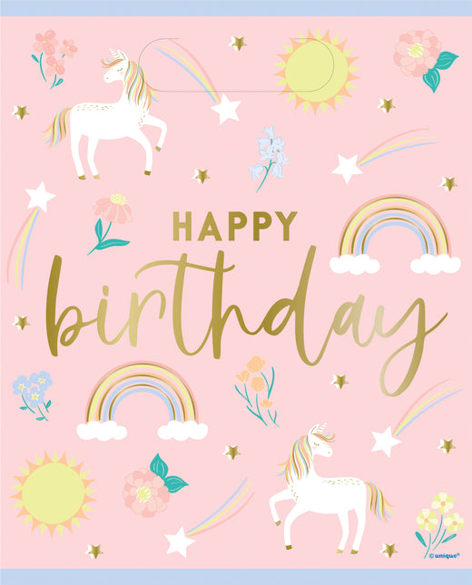 Sacchetti di condivisione Unicorno Buon Compleanno 23cm 8pz