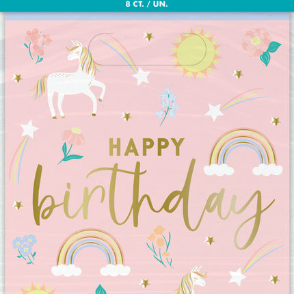 Sacchetti di bottino Dainty Unicorn "Happy Birthday", 8ct