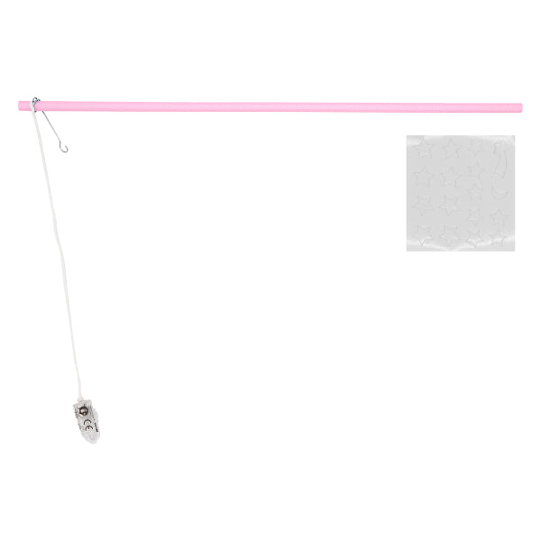 Lanterna a bastone con luce LED rosa con adesivi fosforescenti in legno 40 cm