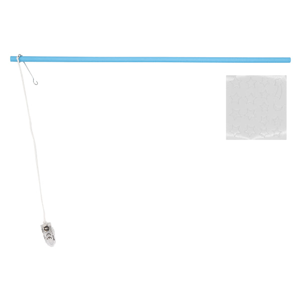 Lanterna a bastone con luce LED blu con adesivi fosforescenti in legno 40 cm