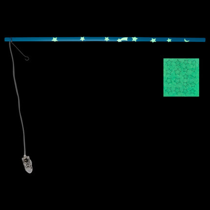 Lanterna a bastone con luce LED blu con adesivi fosforescenti in legno 40 cm