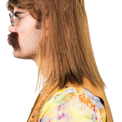 80s Pruik met snor van Orlob koop je bij Partywinkel