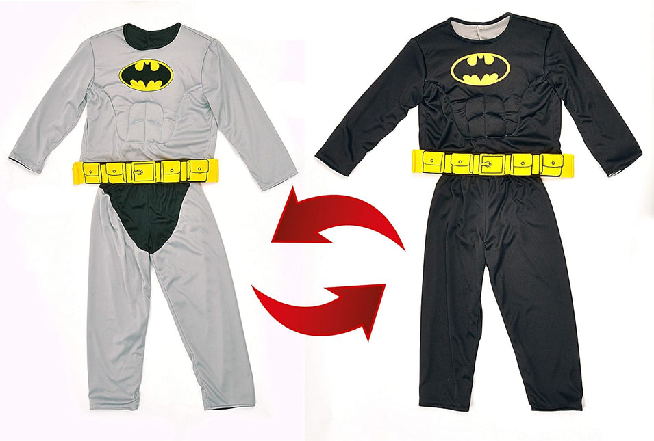 Costume Batman reversibile Grigio/Nero C/Muscoli Bambino